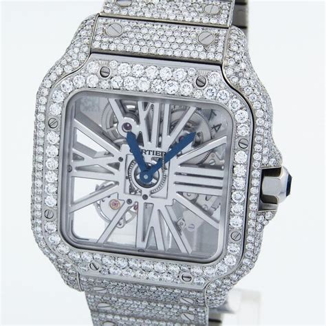 cartier skeleton iced out replica|iced out cartier watch price.